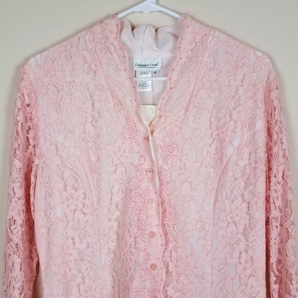 Coldwater Creek Light Pink Lace Button-up Cardigan Top Size Small - Picture 2 of 8